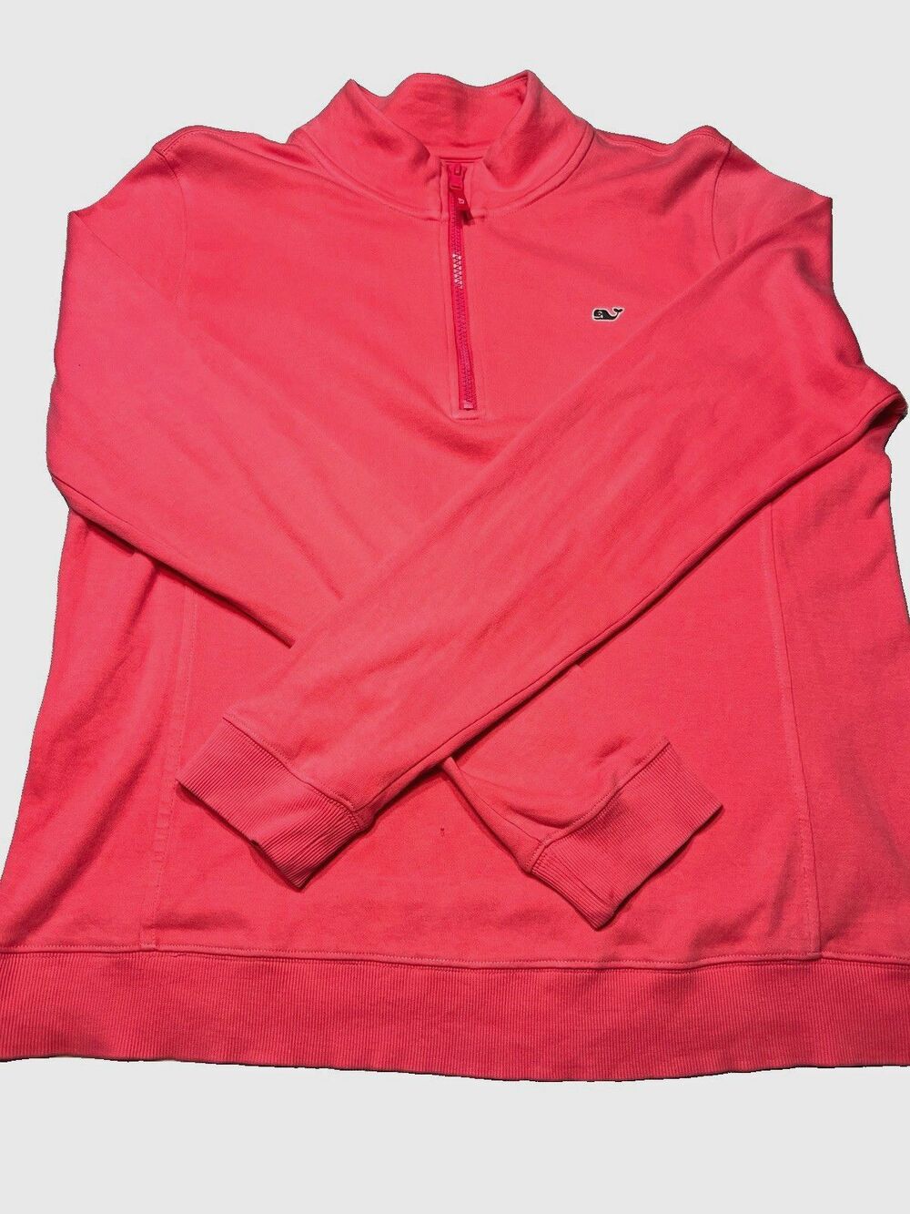Vineyard Vines Women’s Pink 1/4 Zip Mock Neck Cotton Knit Sweatshirt Size L